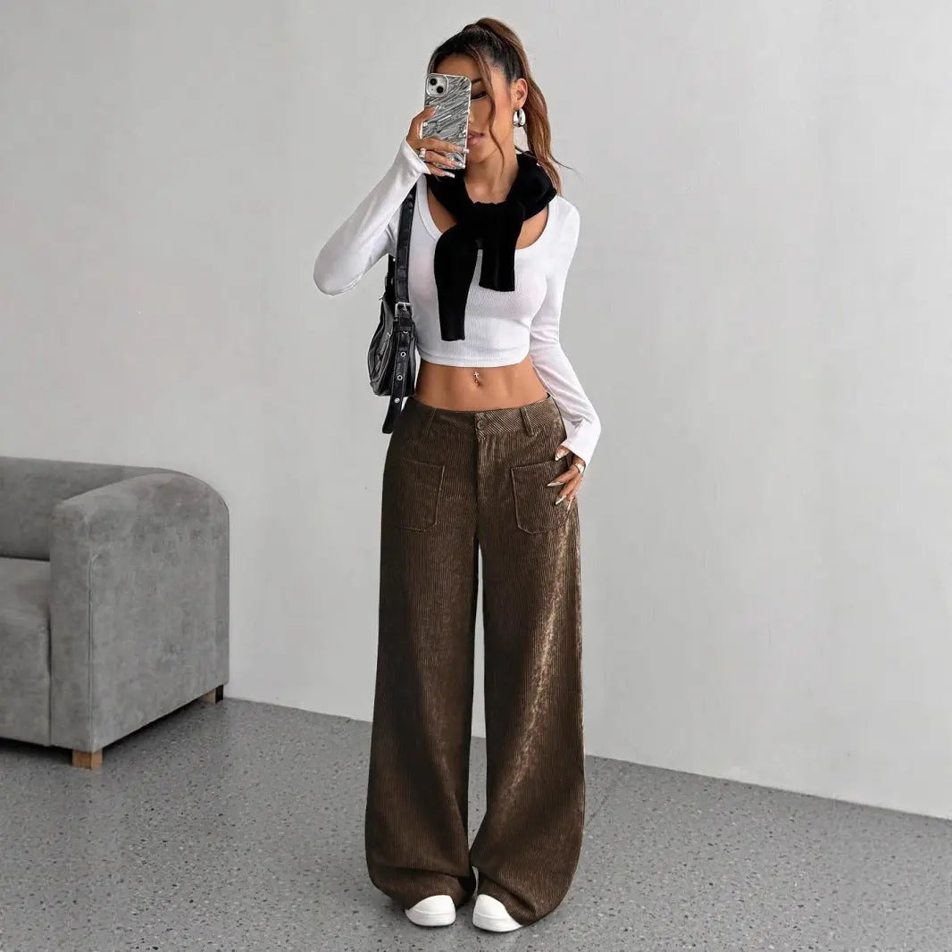 Corduroy Pants Women's Loose Fashion Casual Pants hercurva