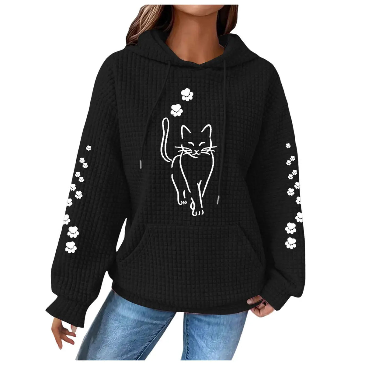 Printed Long Sleeve Loose Sweater hercurva