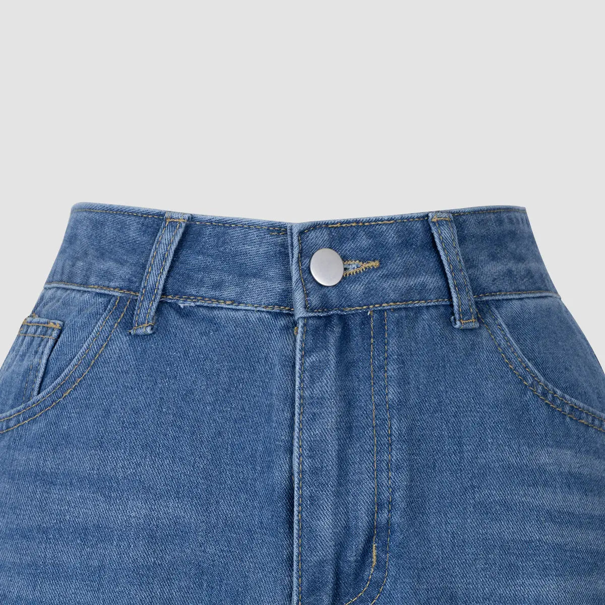 Blue Denim High - Waisted Ultra - Wide - Leg Jeans With Side Slit hercurva