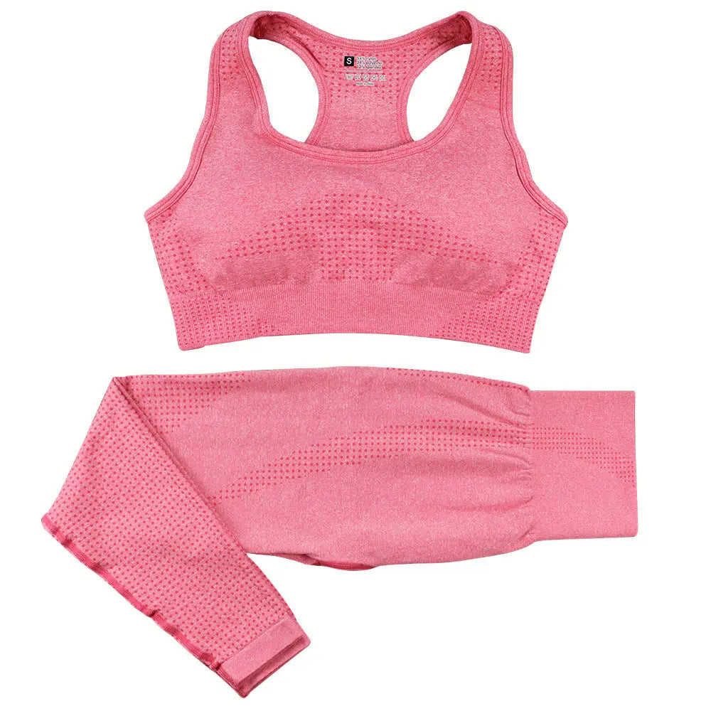 2PCS Seamless Yoga Set Women Tracksuit High Waist Leggings Workout Sportswear Gym Clothing Fitness Crop Top Sports Suits Gym Set hercurva