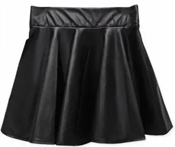 High waist Faux Leather Skirt sun skirt pleated skirt hercurva