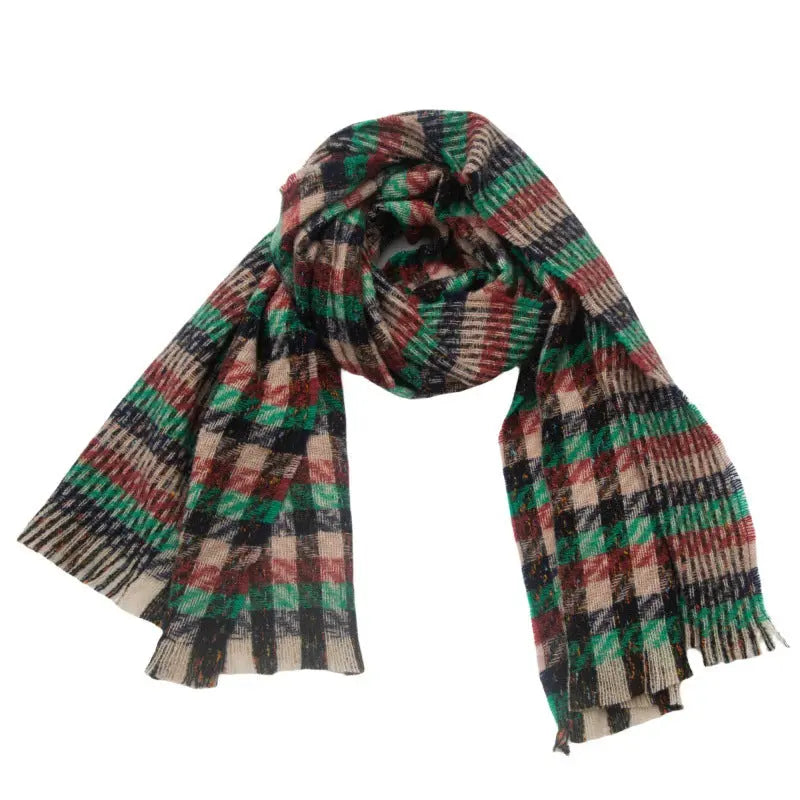 European And American Autumn And Winter Bristle Short Beard Small Plaid Scarf Shawl hercurva