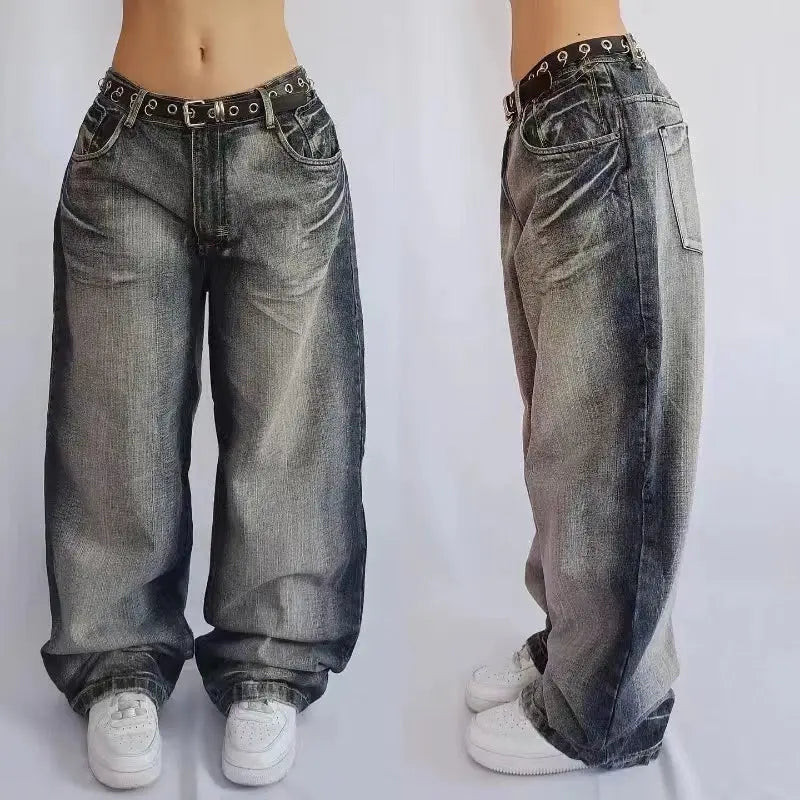 American Retro High Street Wide Leg Jeans For Women Spring And Autumn New hercurva