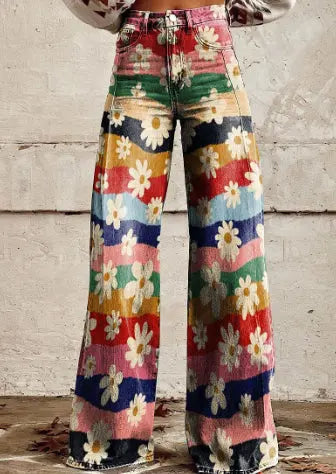 Thin Faux Denim Wide-leg Pants hercurva