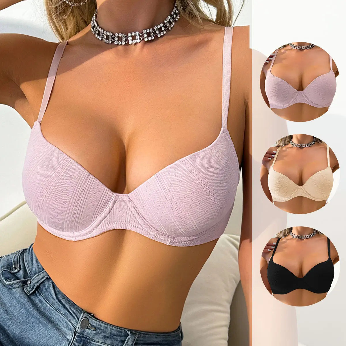 Lift-and-pinch Underwire Bras With A Sleek, Ribbed Design For A Beautiful Backperfect For European And American Styles hercurva