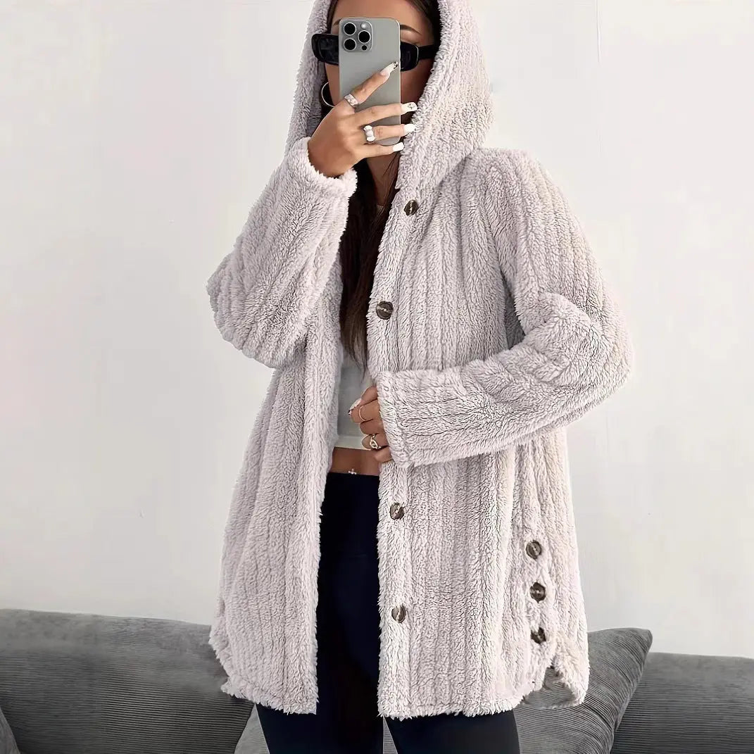 Hooded Loose Plush Coat Women's Regular Sleeve hercurva