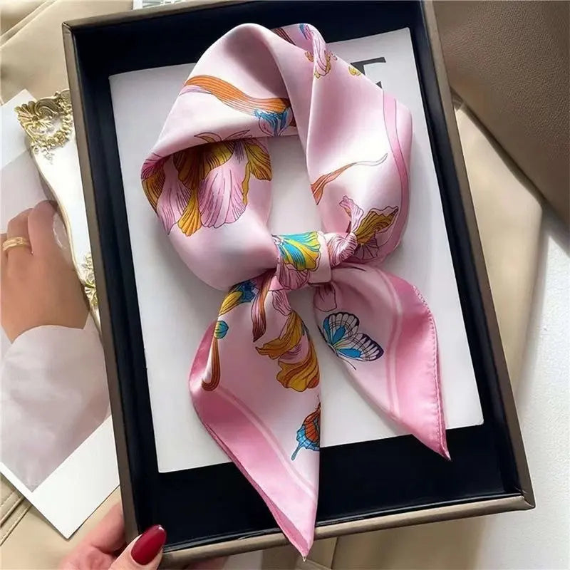 Artificial Silk Striped High-grade Korean Style Stylish Beach Arm Bag Silk Scarf hercurva