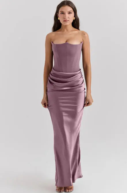Slim Tube Top Long Dress Sexy Fashion Bandeau Backless Party Evening Dresses For Women Clothing hercurva
