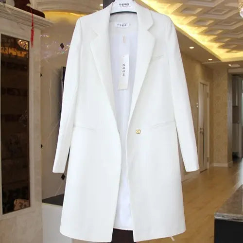 Mid-length Suit Spring Women's Long Sleeve Plus Size Nylon Slimming Versatile Straight Style hercurva