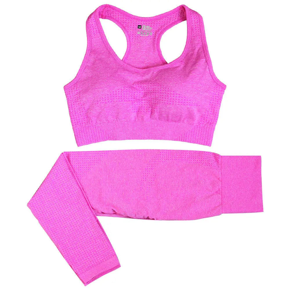 2PCS Seamless Yoga Set Women Tracksuit High Waist Leggings Workout Sportswear Gym Clothing Fitness Crop Top Sports Suits Gym Set hercurva