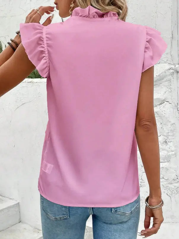 Summer Ruffle Blouse Women's Short Sleeve hercurva