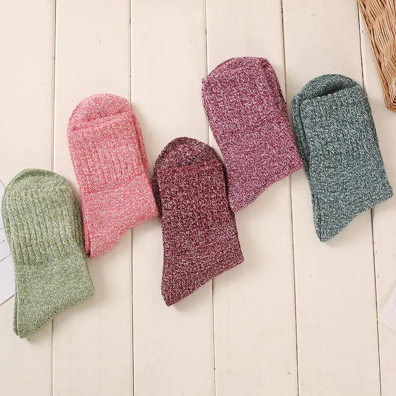 Winter Rhombus Wool Socks Thick Line Medium Tube hercurva