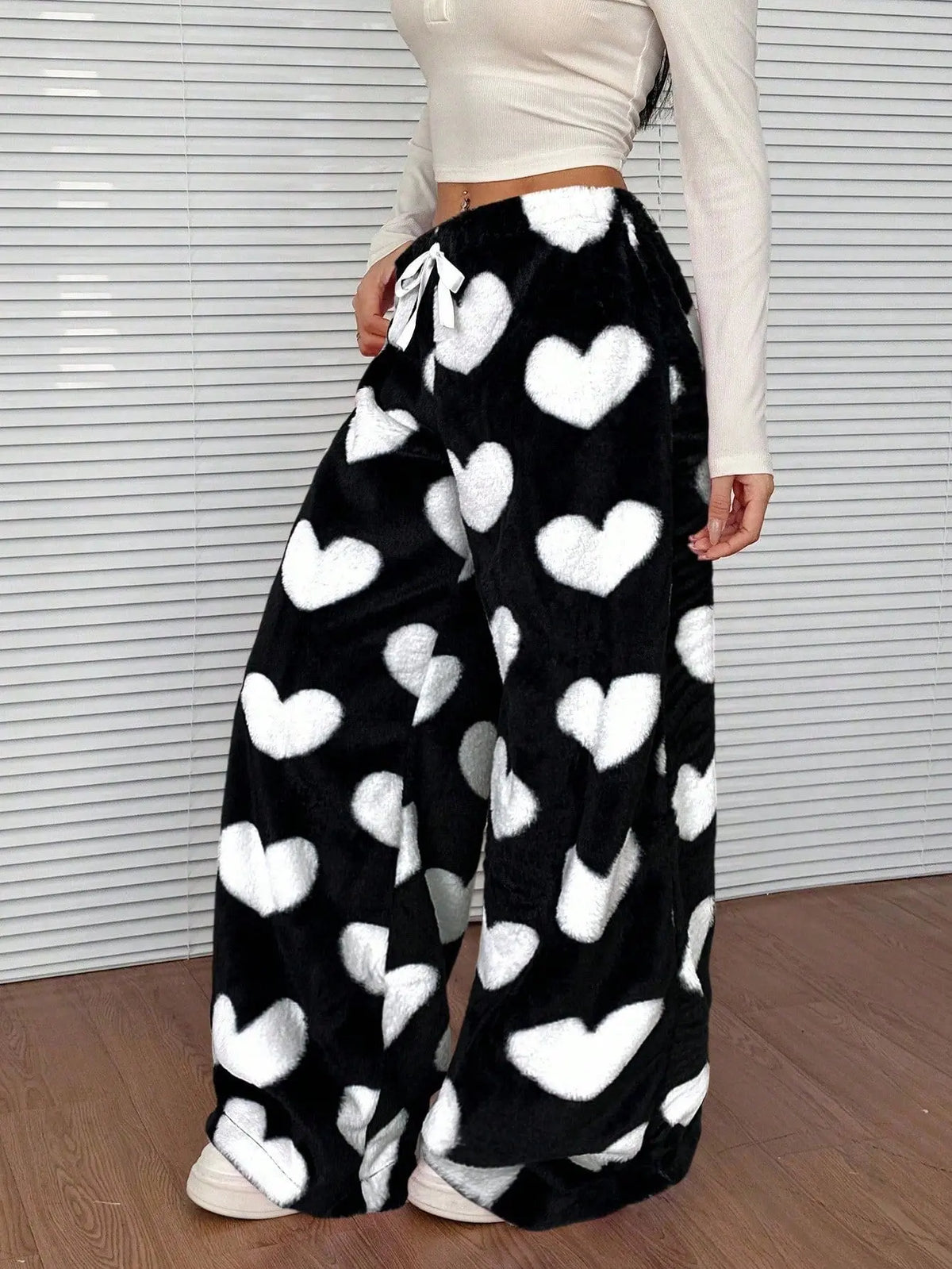 New Casual Leopard Print Lace-up Wide-leg Pants hercurva