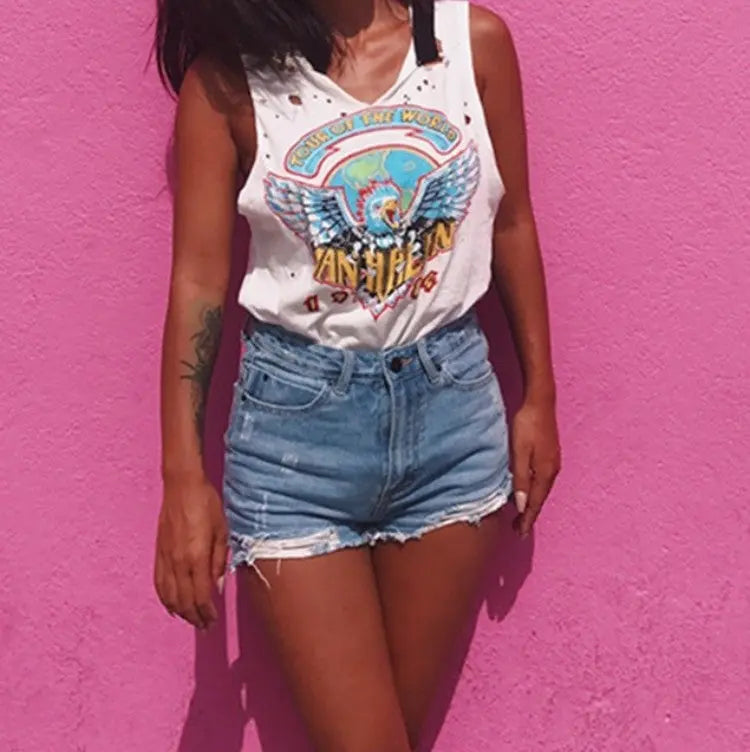 Women's retro ins hot classic ripped denim shorts hercurva