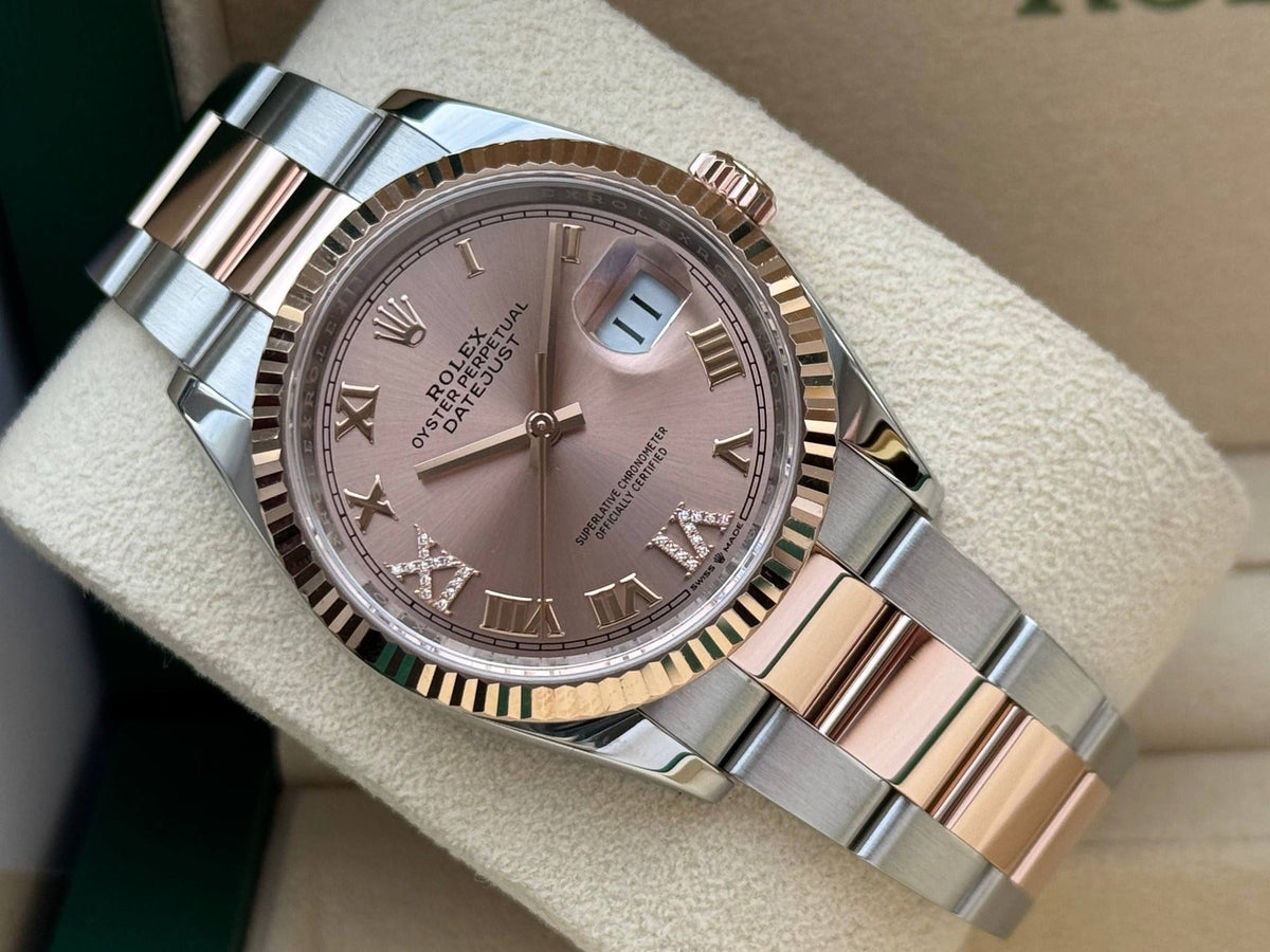 Rolex Datejust 36mm Stainless Steel and Rose Gold Rose VI IX Roman Oyster