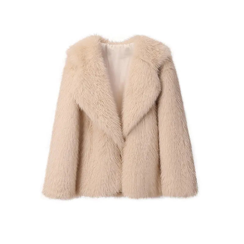 Lapel Leather Fur Coat Women's Artificial Wool Clip Coat hercurva