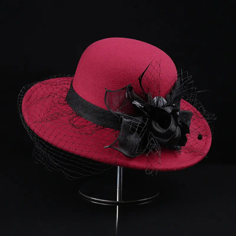 Net Yarn Flowers Woolen Basin Hat Female European And American French Hepburn Style hercurva