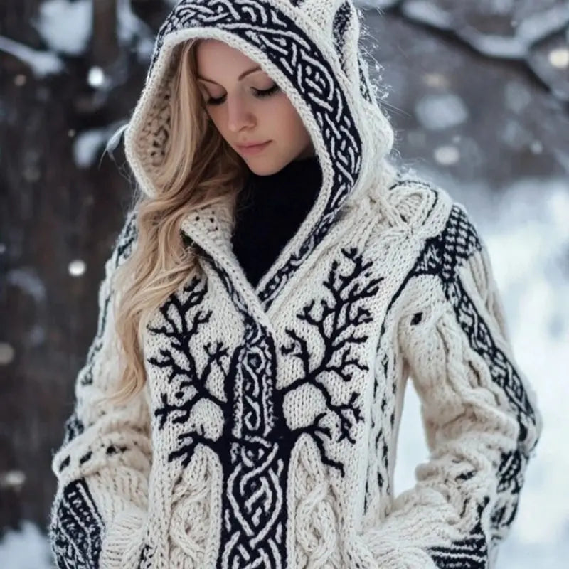 Women's Skin-friendly, Anti-pilling Knitted Cardigan With A Round Neckline, Loose Fit, And Long Length hercurva