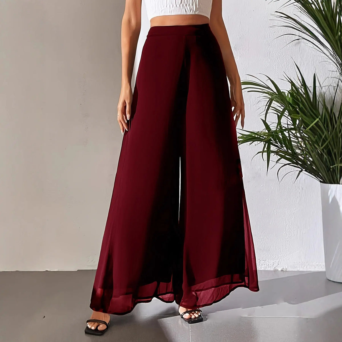 Casual Chiffon Wide-leg Pants Loose Trousers hercurva