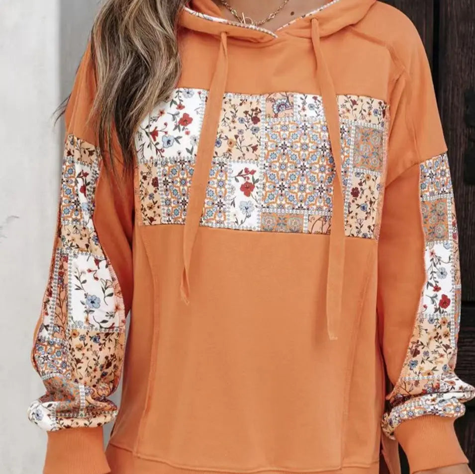 Pullover Hoodie With Drawstrings Top Casual Printed Loose Sweatshirt hercurva