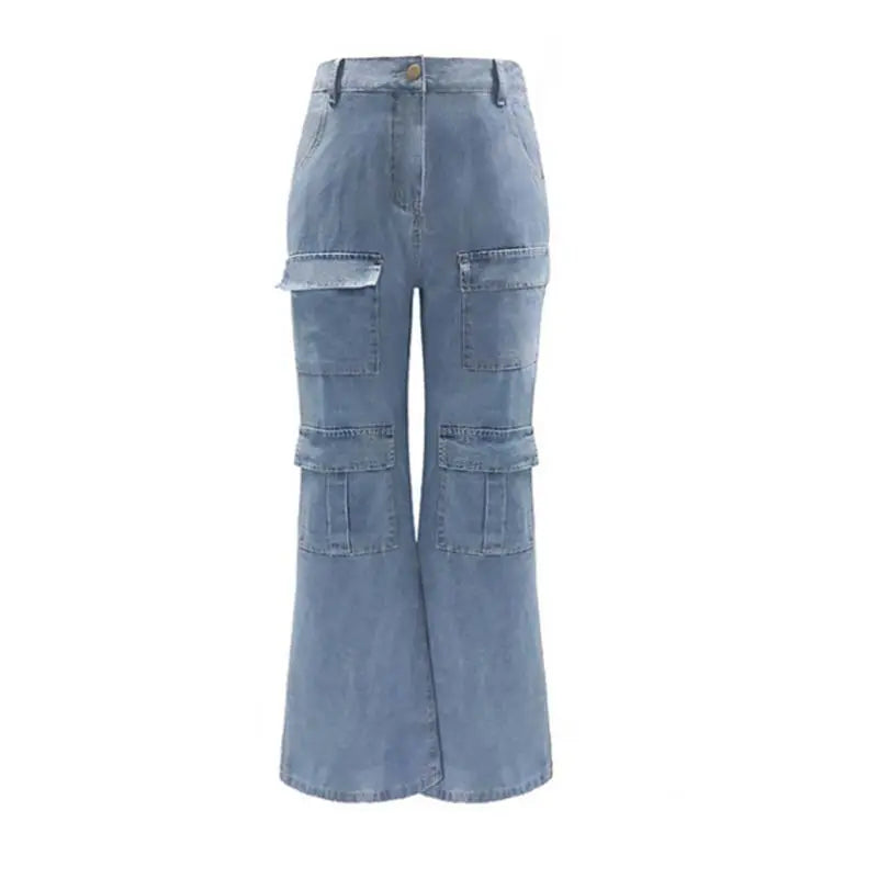 Women's Jeans Washed Large Pocket Loose hercurva