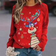 Christmas European And American Women Printed Crew Neck Sweatshirt hercurva
