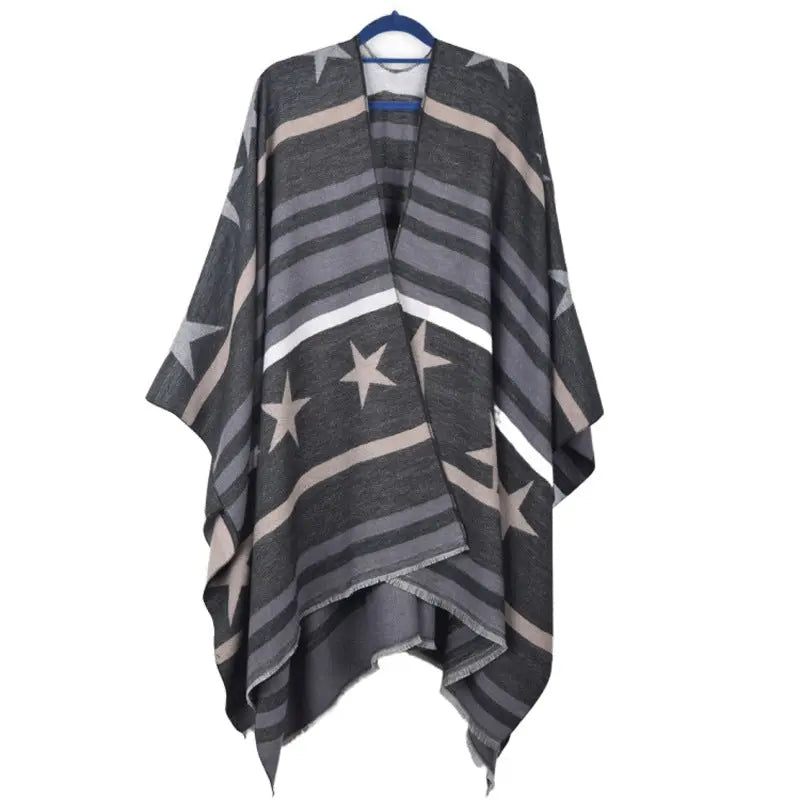 Cashmere Cape Split Shawl Air Conditioning Blanket hercurva