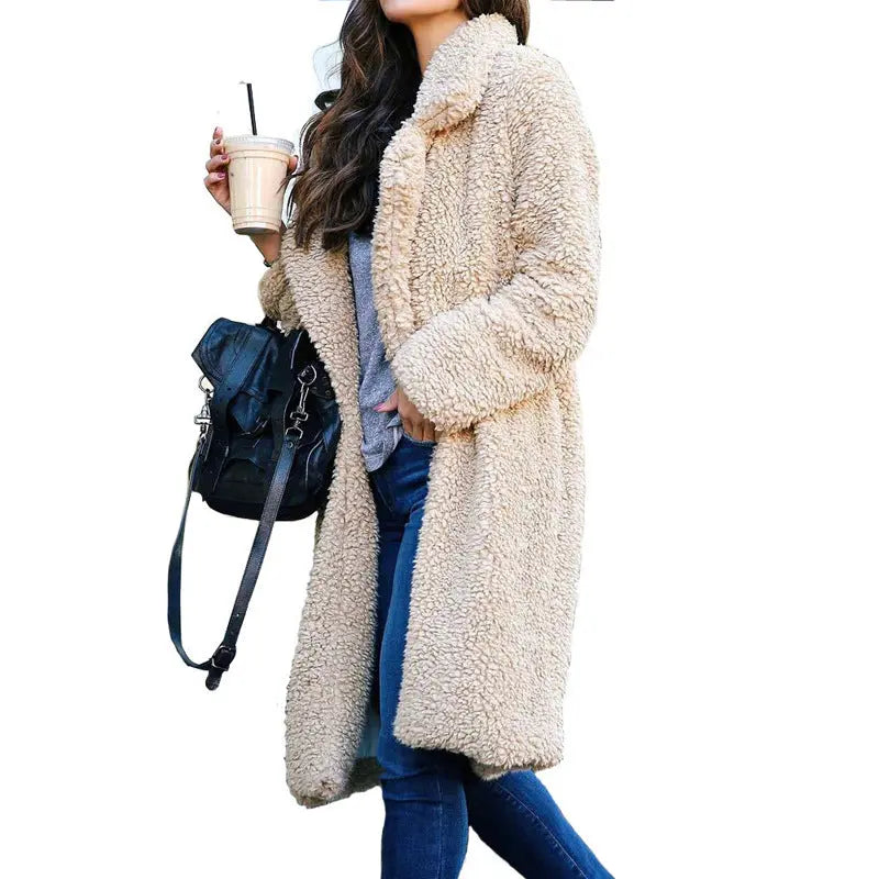 Long sleeve lapel lamb wool coat hercurva
