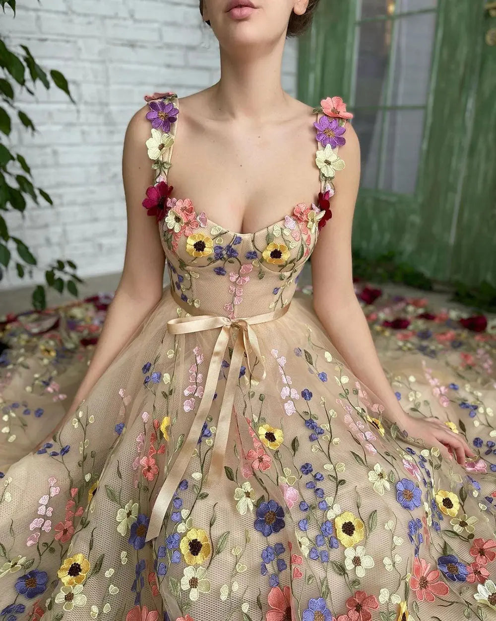Sevintage Exquisite 3D Flowers Prom Dresses Sweetheart hercurva