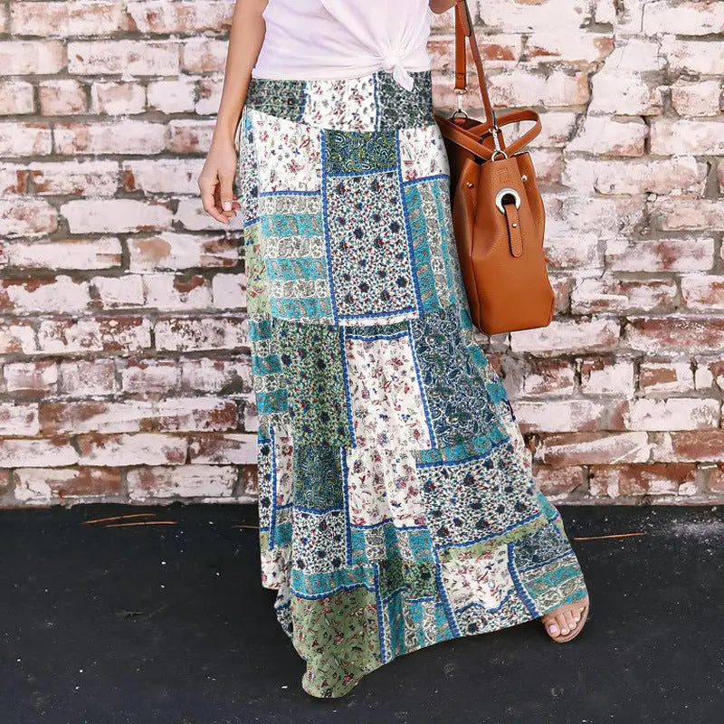 Loose fashion print high waist skirt hercurva