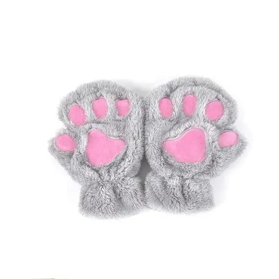 Winter Lovely Half Cover Paw Bear Cat Claw Gloves Short Finger hercurva