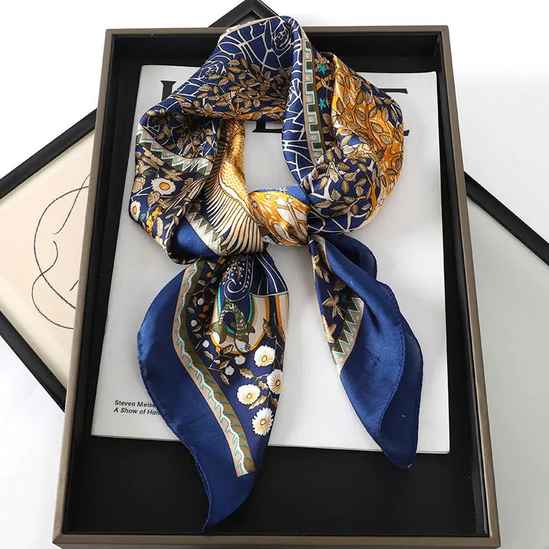 Artificial Silk Striped High-grade Korean Style Stylish Beach Arm Bag Silk Scarf hercurva