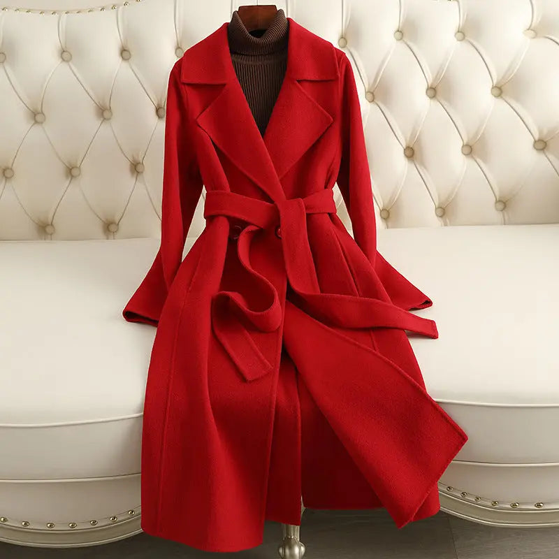 Cashmere Coat Slim Fit Thin Over The Knee Woolen Coat hercurva