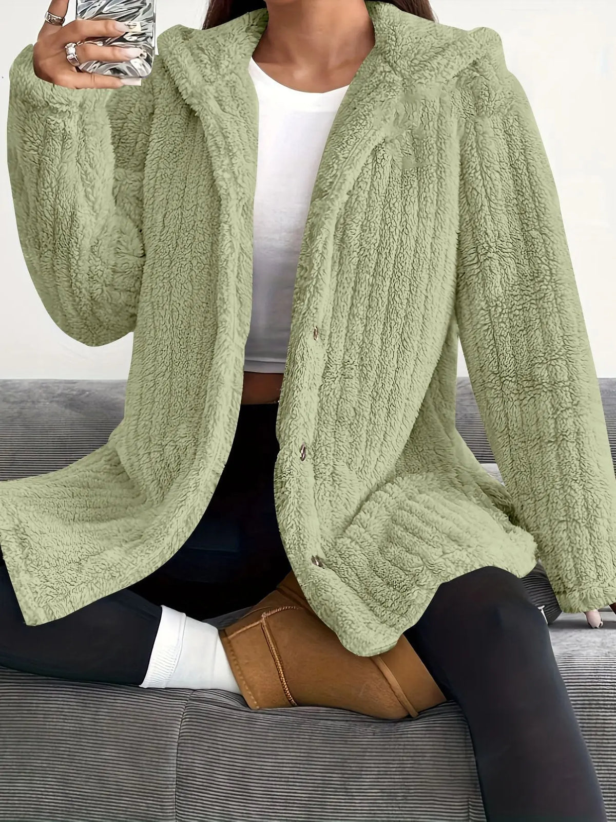 Hooded Loose Plush Coat Women's Regular Sleeve hercurva