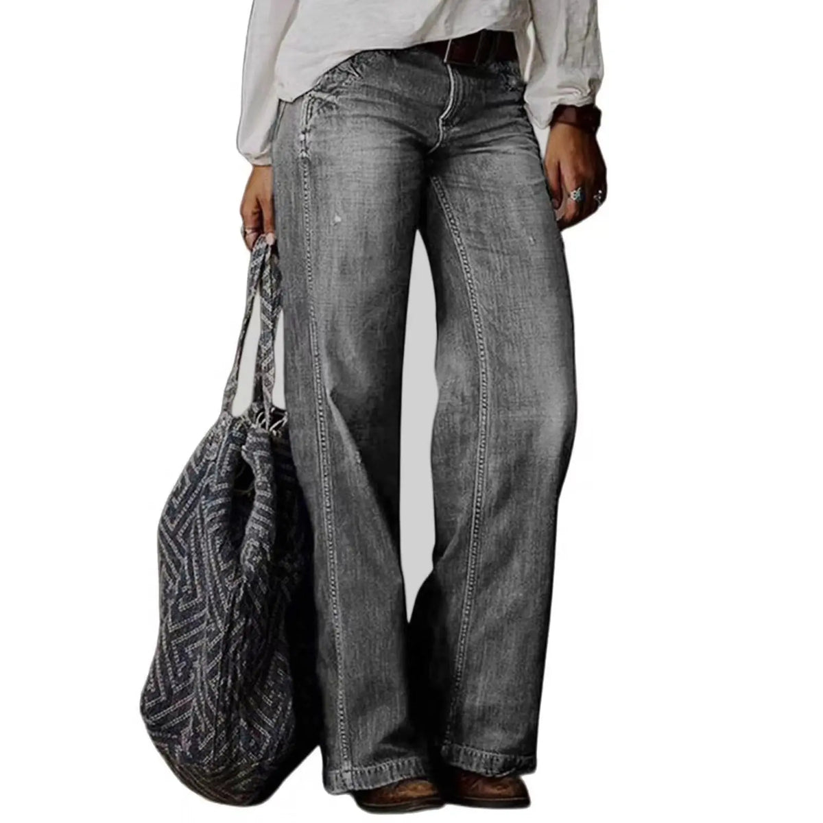 European And American Leisure Straight Wide-leg Pants Women's Clothes Hot-selling Jeans hercurva