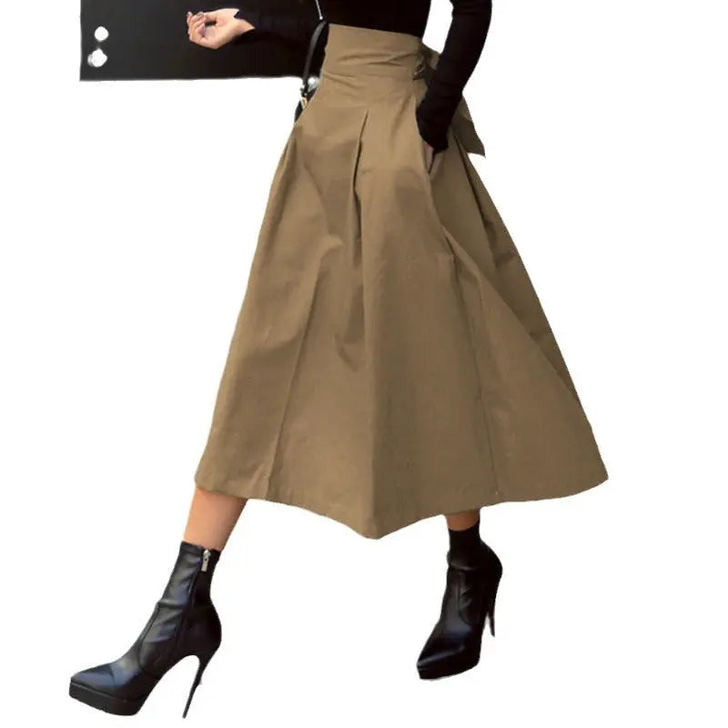 A-line Umbrella Super Fire Bow Big Swing Slim Waist Long Skirt hercurva
