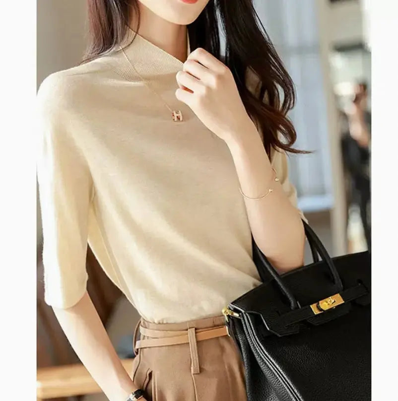 Women's Mid-sleeve Top, Base Layer, Thin Sweater hercurva