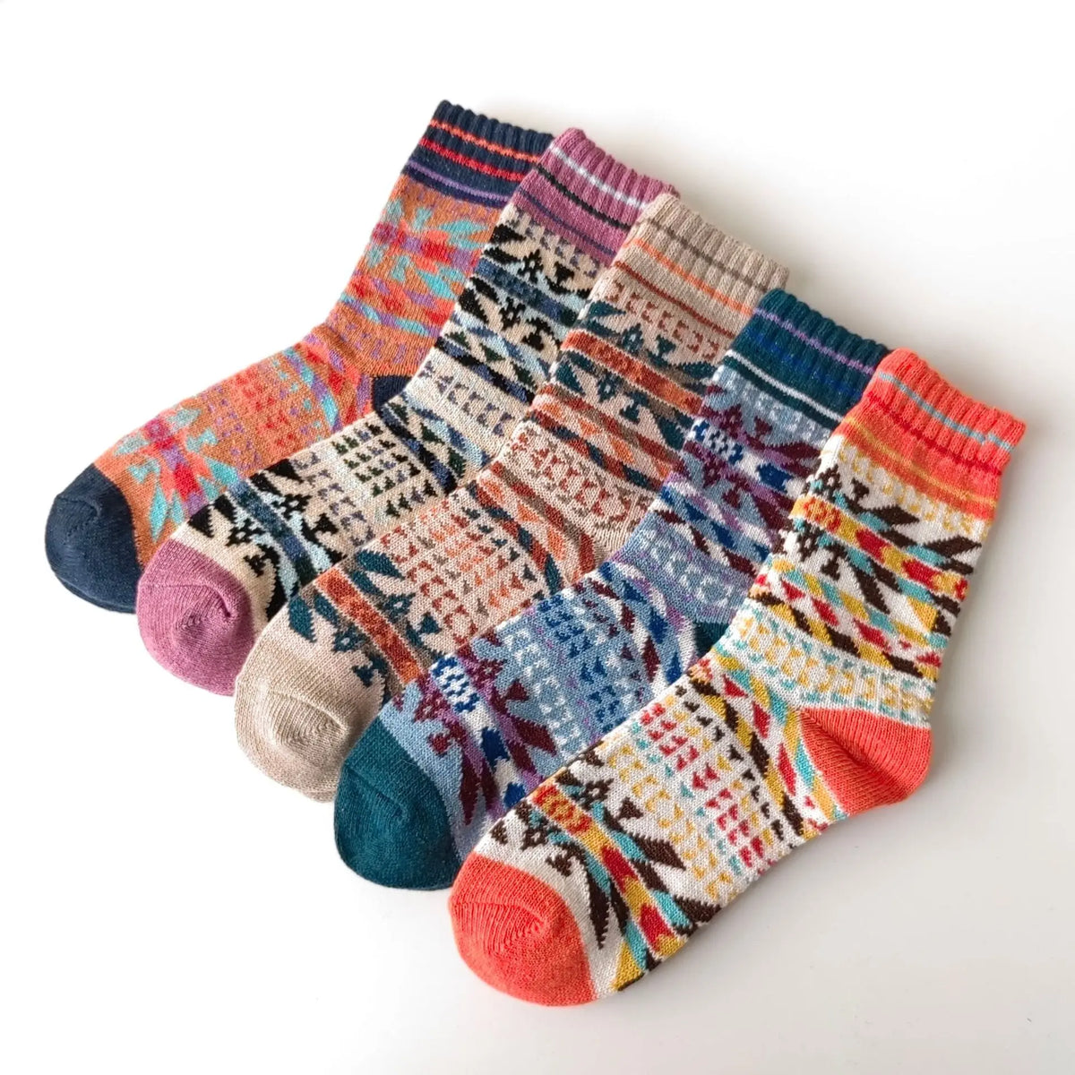 Winter Rhombus Wool Socks Thick Line Medium Tube hercurva