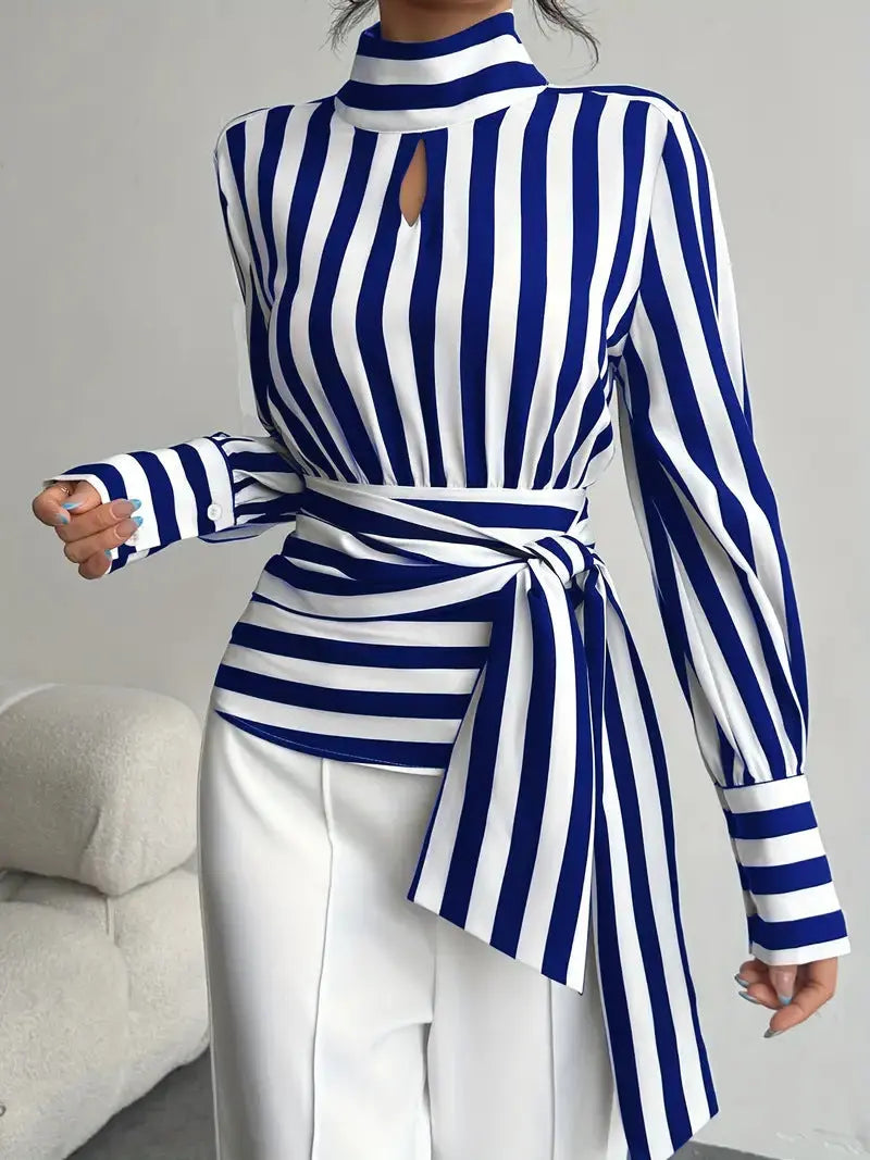 Vintage Scarf-Neck Long-Sleeve Elegant Shirt For Women hercurva