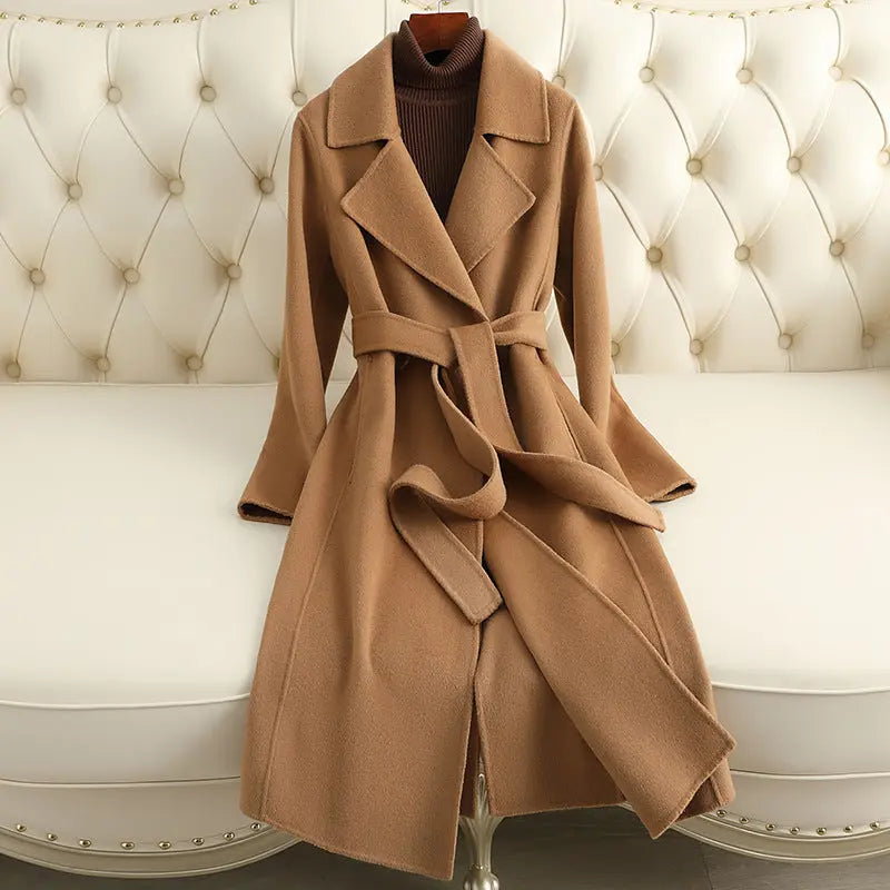 Cashmere Coat Slim Fit Thin Over The Knee Woolen Coat hercurva