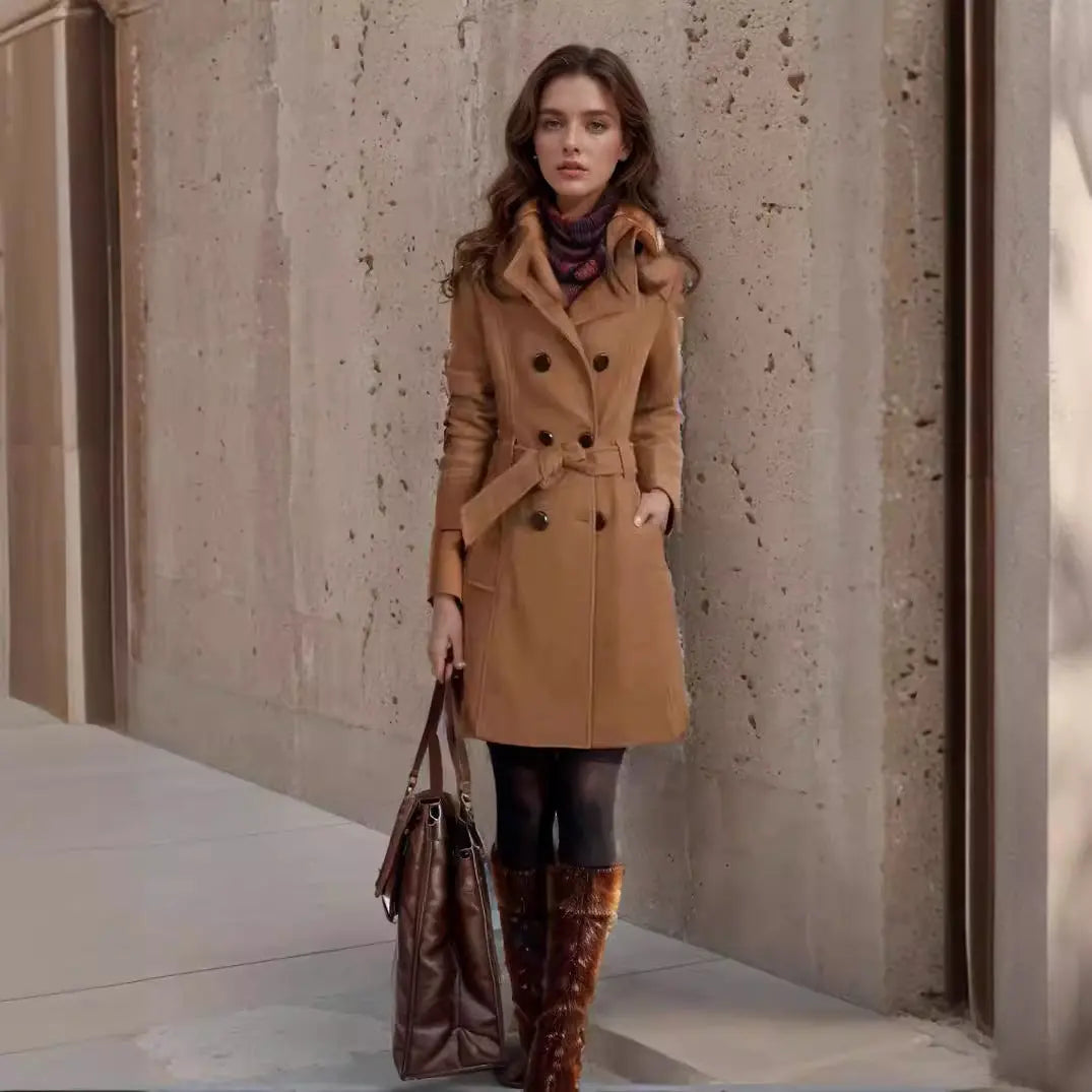 Women's Korean-style Slim-fit Long Double-faced Woolen Goods Woolen Coat hercurva