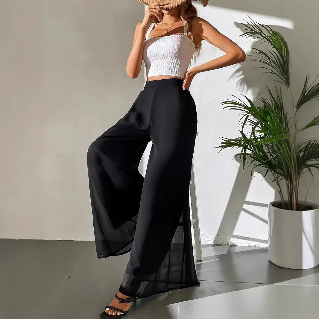 Casual Chiffon Wide-leg Pants Loose Trousers hercurva