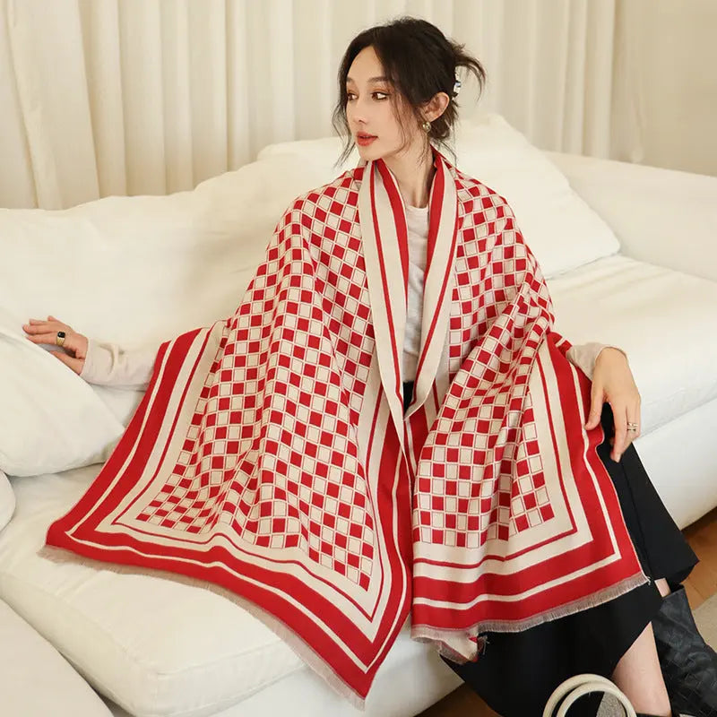 Female Versatile Fashion Thickened Warm Cashmere Scarf hercurva