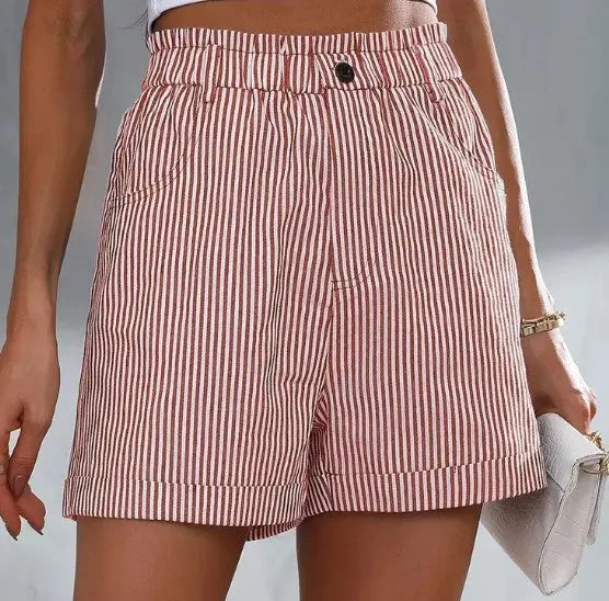 Fashion Ladies Non-stretch Stripe Shorts hercurva