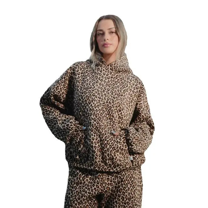 American Vintage Leopard Print Printed Hoodie Men And Women hercurva