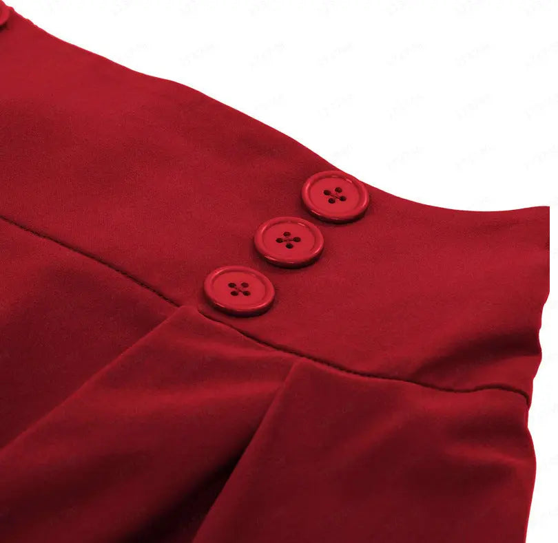 Women's Fashion Casual Skirt With Pockets Retro High Waist Pleated hercurva