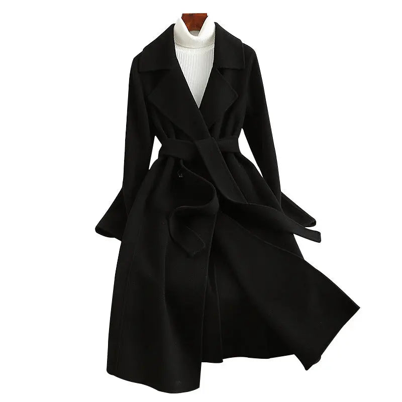 Cashmere Coat Slim Fit Thin Over The Knee Woolen Coat hercurva