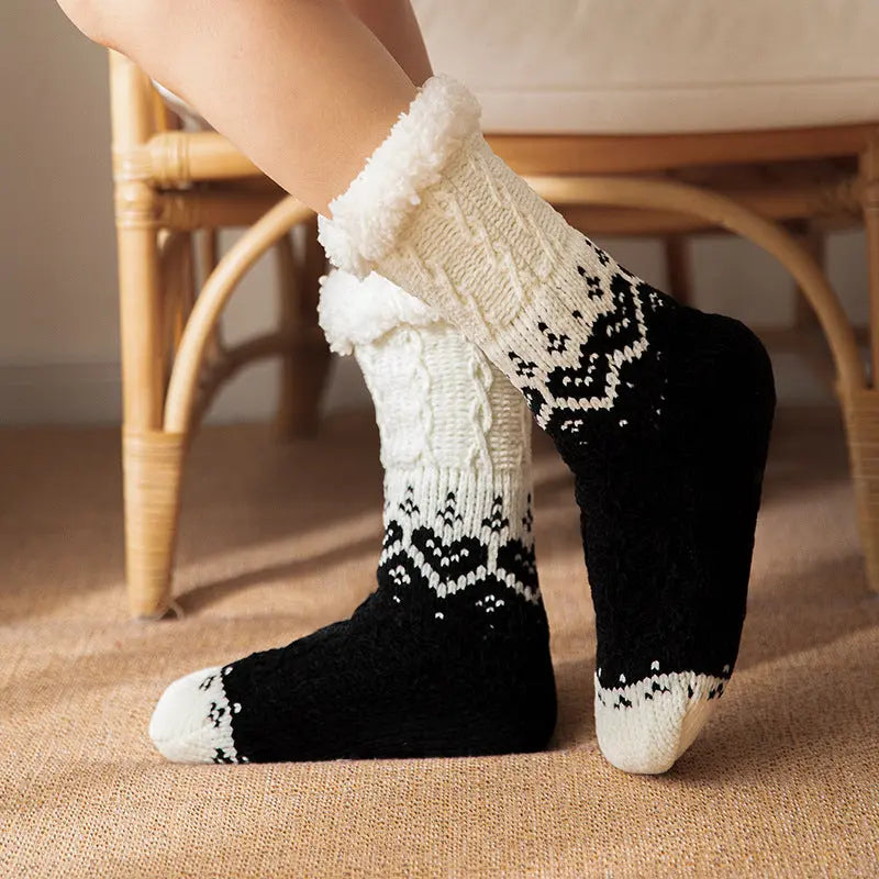 Love Knitted Plush Floor Socks Winter Warm Non-slip Carpet Socks Christmas Home Women hercurva