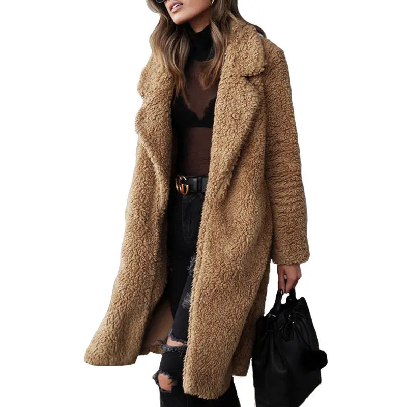 Long sleeve lapel lamb wool coat hercurva