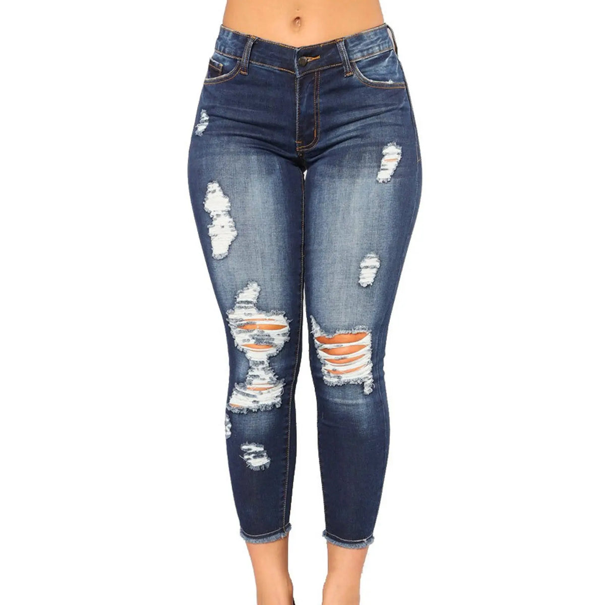 Women's Fashion Elastic Slim Fit Ripped Skinny Jeans hercurva